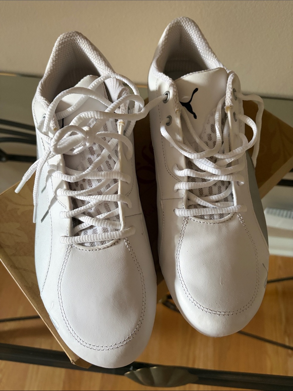 Puma Men’s White Low-Top Lace Sneakers with Black Logo